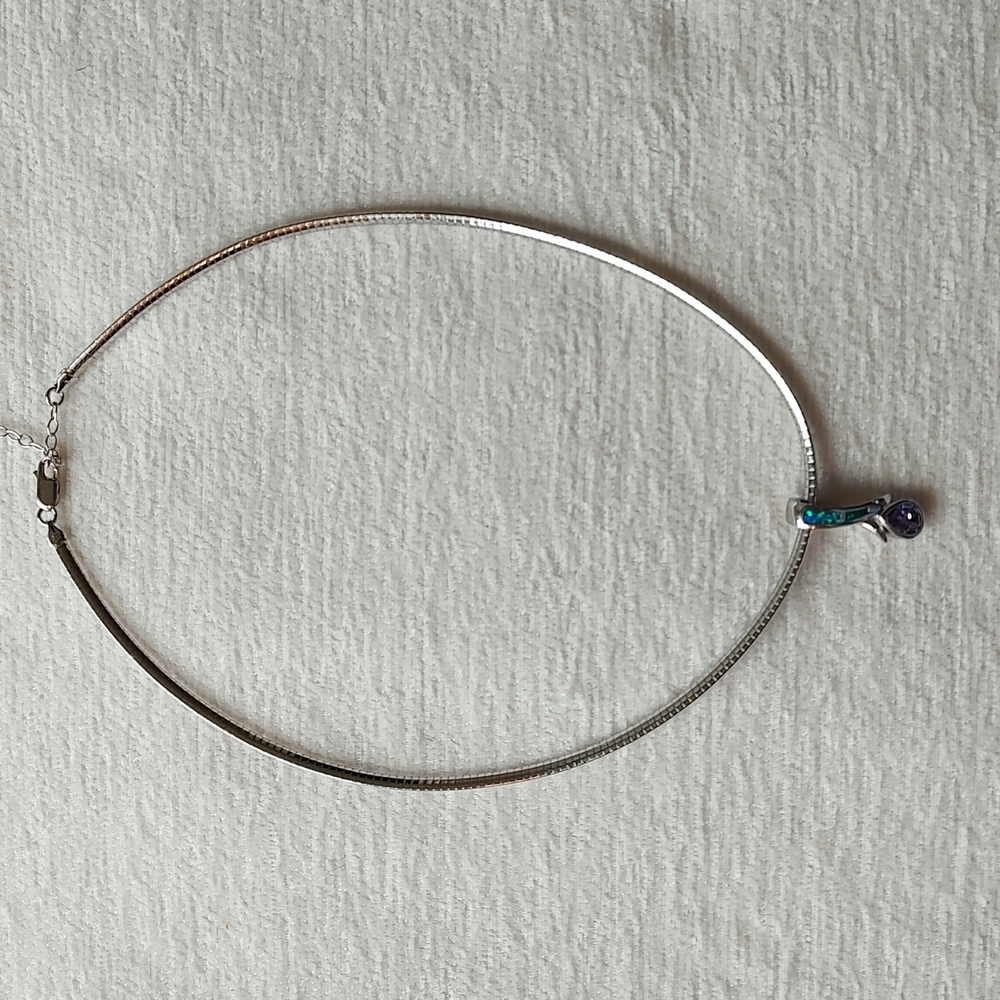 💲 SALE 💲⭐ Authentic SS Omega Chain AND Amethyst/Opal Pendant ⭐ - Picture 2 of 7